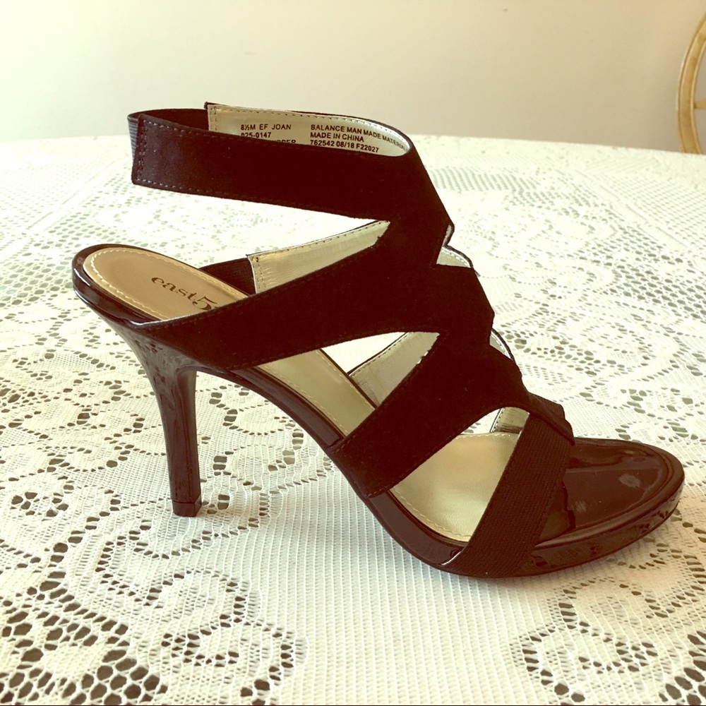 Beautiful black suede evening sandal.